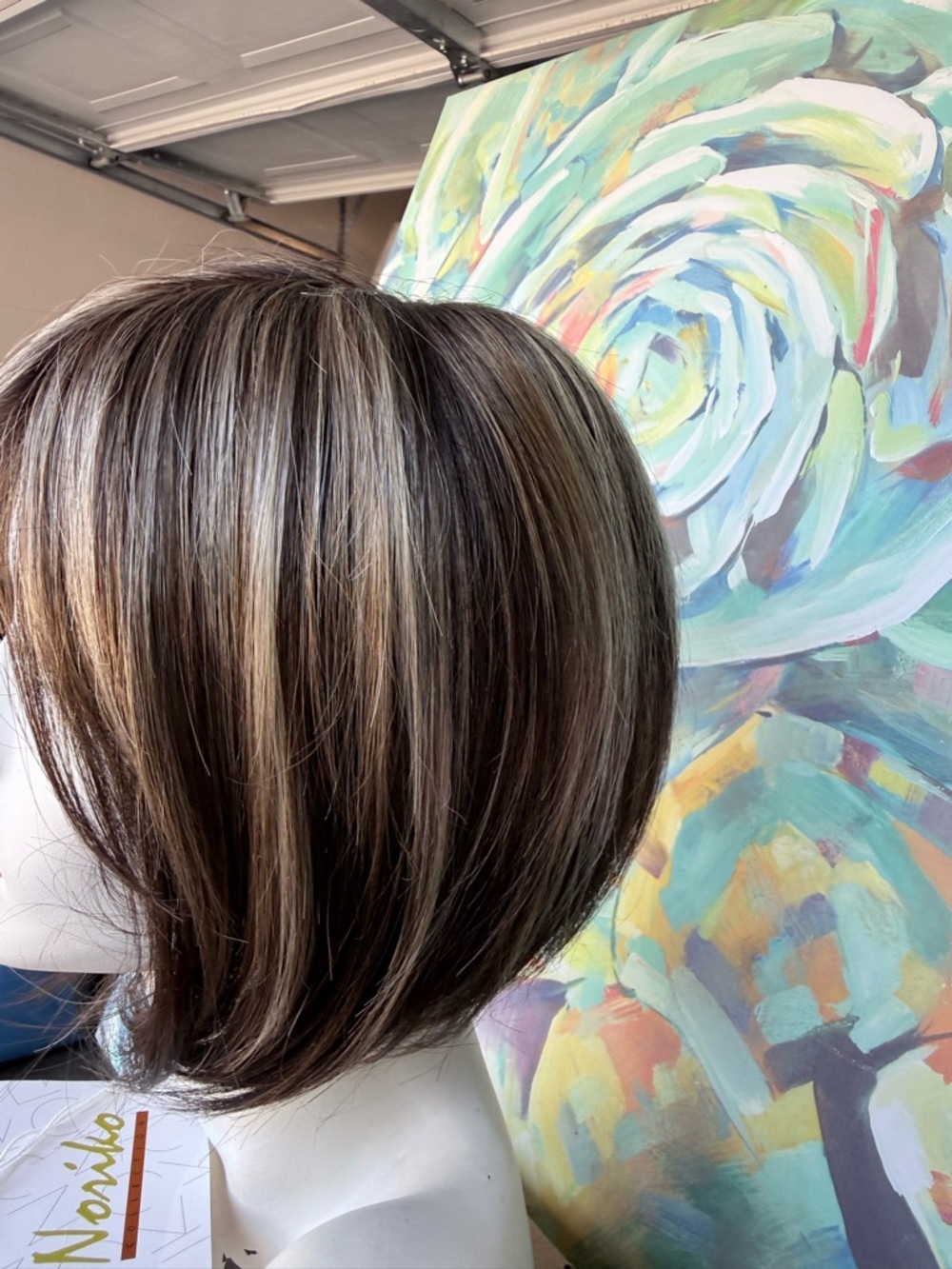 Natural-Look Short Bob Wig in Chocolate Frost - Unlabeled Brand - Picture 4 of 6